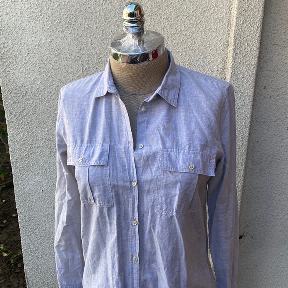 BD Baggies linen blend Italian luxury brand light grey button down blouse - Picture 3 of 14